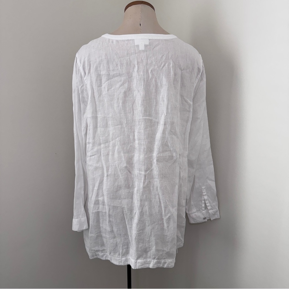 J Jill XL LOT of Two White 100% Linen Long Sleeve Button Down Blouse Tops - Picture 8 of 14
